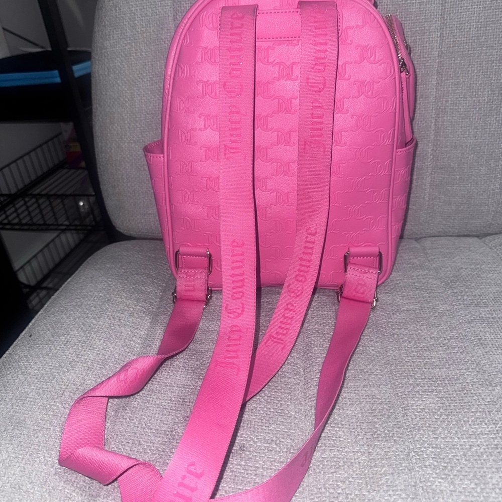 Pink Embossed Mini Backpack with Heart Charm - Picture 2 of 3